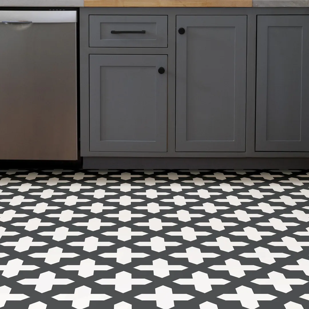 FloorPops Black 12-in x 12-in Water Resistant Peel and Stick Vinyl Tile Flooring (20-sq ft), photo 3 of 8