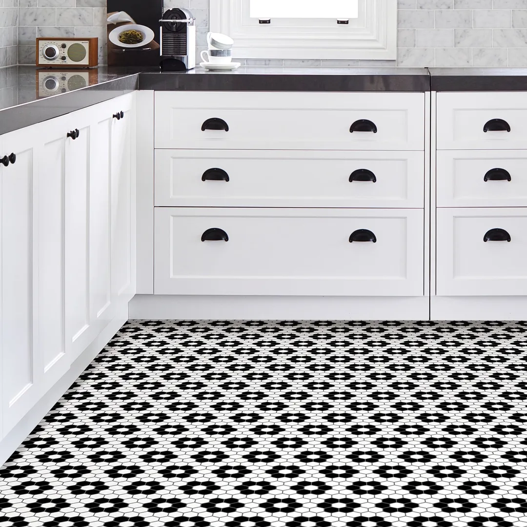 FloorPops Black 12-in x 12-in Water Resistant Peel and Stick Vinyl Tile Flooring (20-sq ft), photo 3 of 8