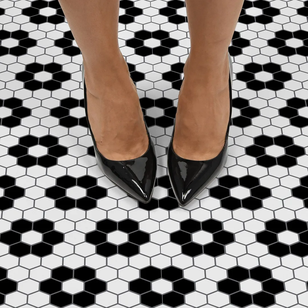 FloorPops Black 12-in x 12-in Water Resistant Peel and Stick Vinyl Tile Flooring (20-sq ft), photo 5 of 8