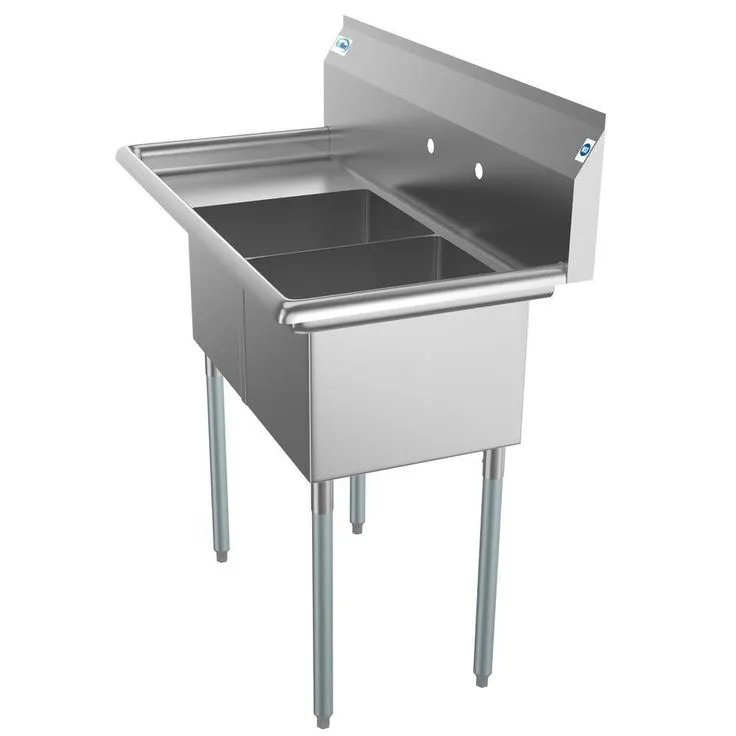 45 in. Freestanding Stainless Steel 2-Hole Triple Bowl Commercial Kitchen Sink, photo 9 of 13