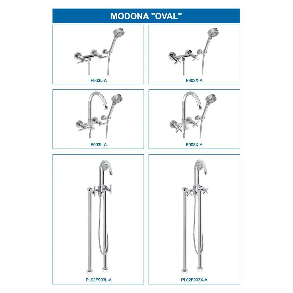 MODONA Modern 6 in. 2-Handle 3-Spray Tub and Shower Faucet with Massage Hand Held Shower in Polished Chrome (Valve Included), photo 5 of 7