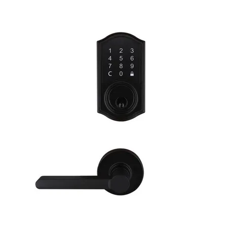 Castle Matte Black Touchpad Single Cylinder Deadbolt with Tonbridge Hall and Closet Door Lever Combo Pack