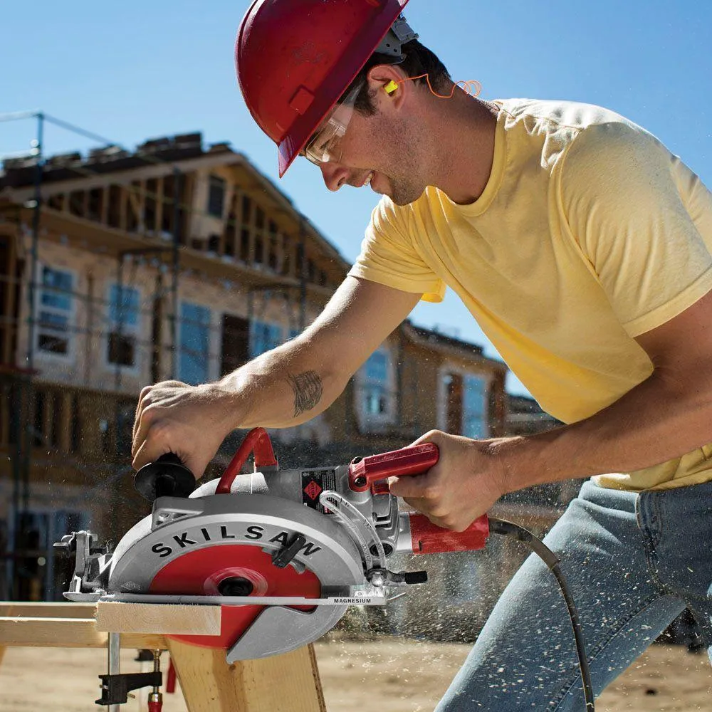 15 Amp Corded Electric 10-1/4 in. Magnesium SAWSQUATCH Worm Drive Circular Saw with 40-Tooth Diablo Carbide Blade, photo 6 of 9