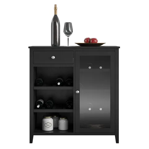 Tuxedo Contemporary/Modern Black Curio Cabinet with Wine Storage