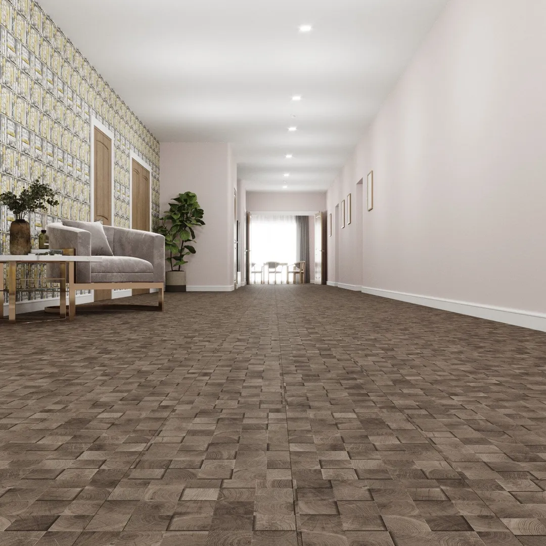 Lucida USA Oak Block Brown Patterned Look 28-mil x 12-in W x 24-in L Waterproof Glue Down Luxury Vinyl Tile Flooring (36-sq ft/ Carton), photo 5 of 7