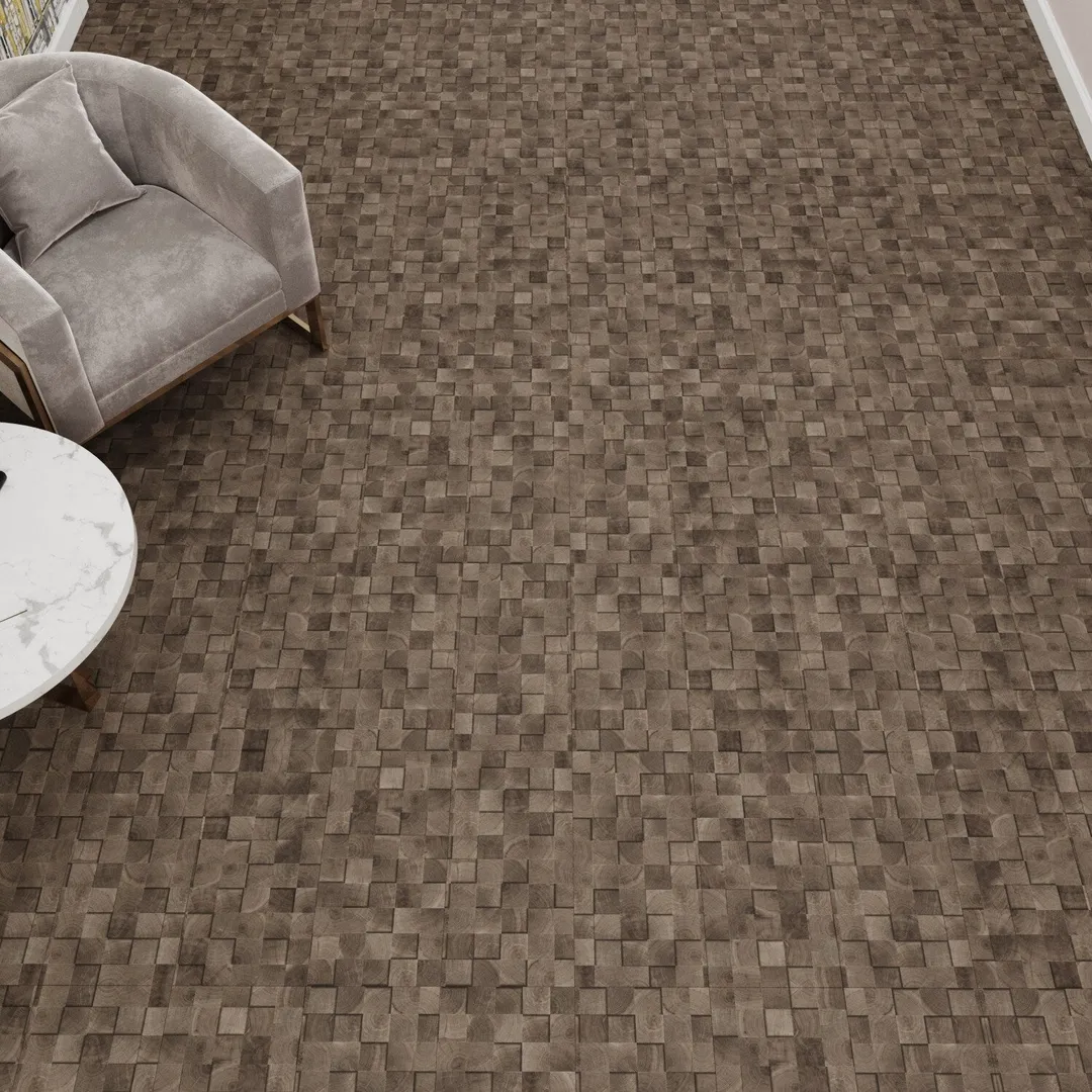 Lucida USA Oak Block Brown Patterned Look 28-mil x 12-in W x 24-in L Waterproof Glue Down Luxury Vinyl Tile Flooring (36-sq ft/ Carton), photo 6 of 7