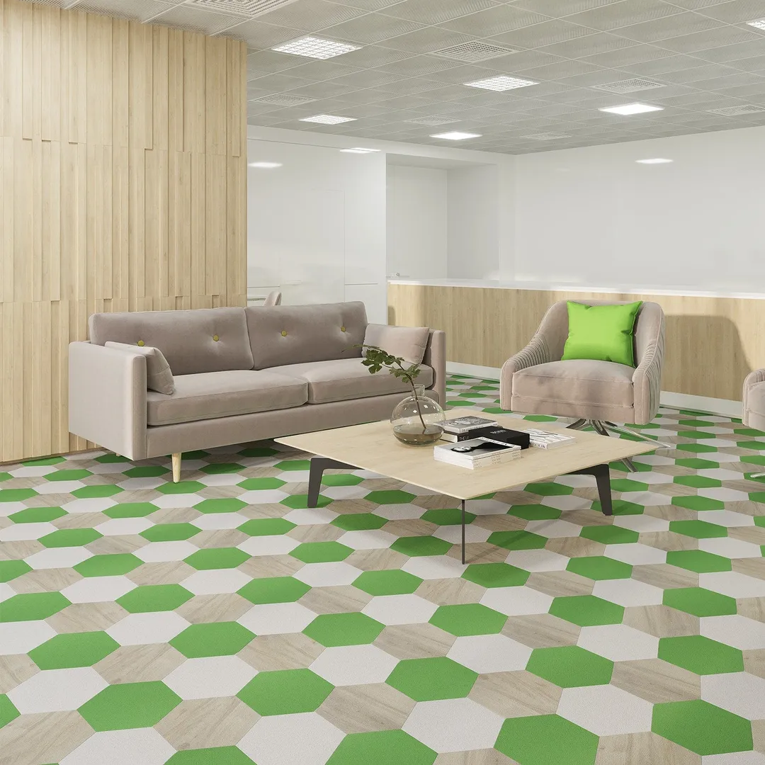 Lucida USA Sprout Green Solid 28-mil x 9-in W x 10-in L Waterproof Glue Down Luxury Vinyl Tile Flooring (12.25-sq ft/ Carton), photo 6 of 9