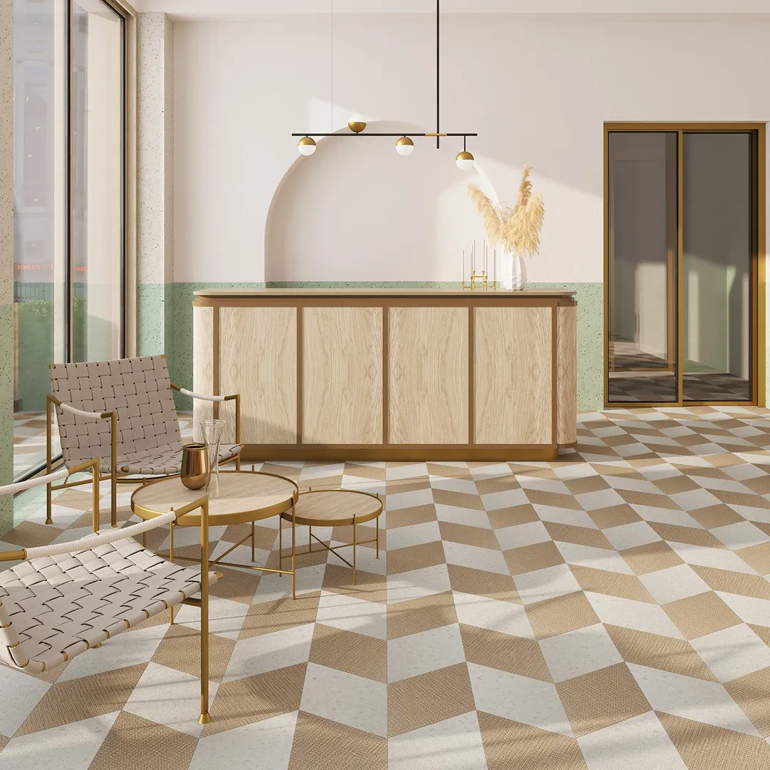 Lucida USA Basketweave Brown Patterned Look 28-mil x 10-in W x 16-in L Waterproof Glue Down Luxury Vinyl Tile Flooring (15.15-sq ft/ Carton), photo 6 of 14
