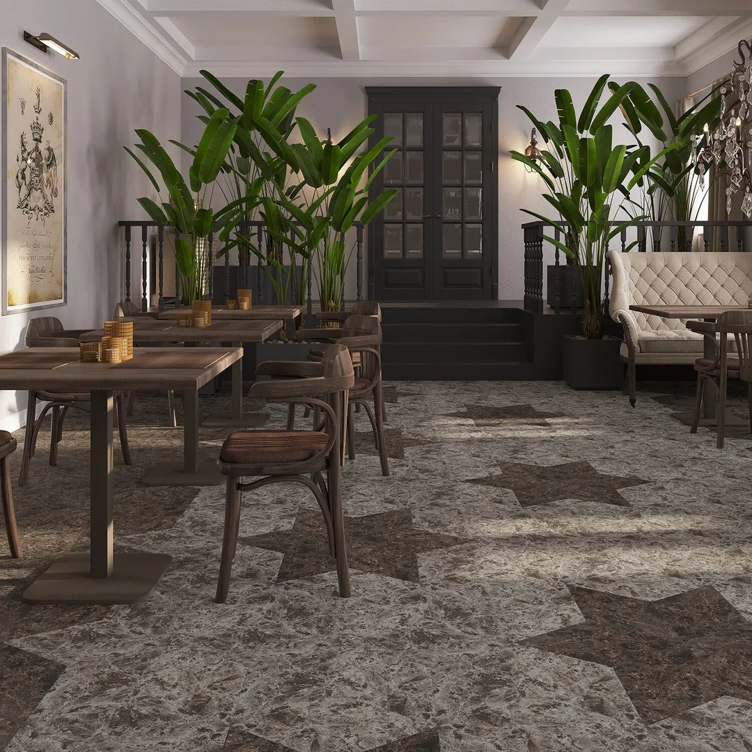 Lucida USA Smoke Stone Brown Stone Look 28-mil x 10-in W x 16-in L Waterproof Glue Down Luxury Vinyl Tile Flooring (15.15-sq ft/ Carton), photo 7 of 13