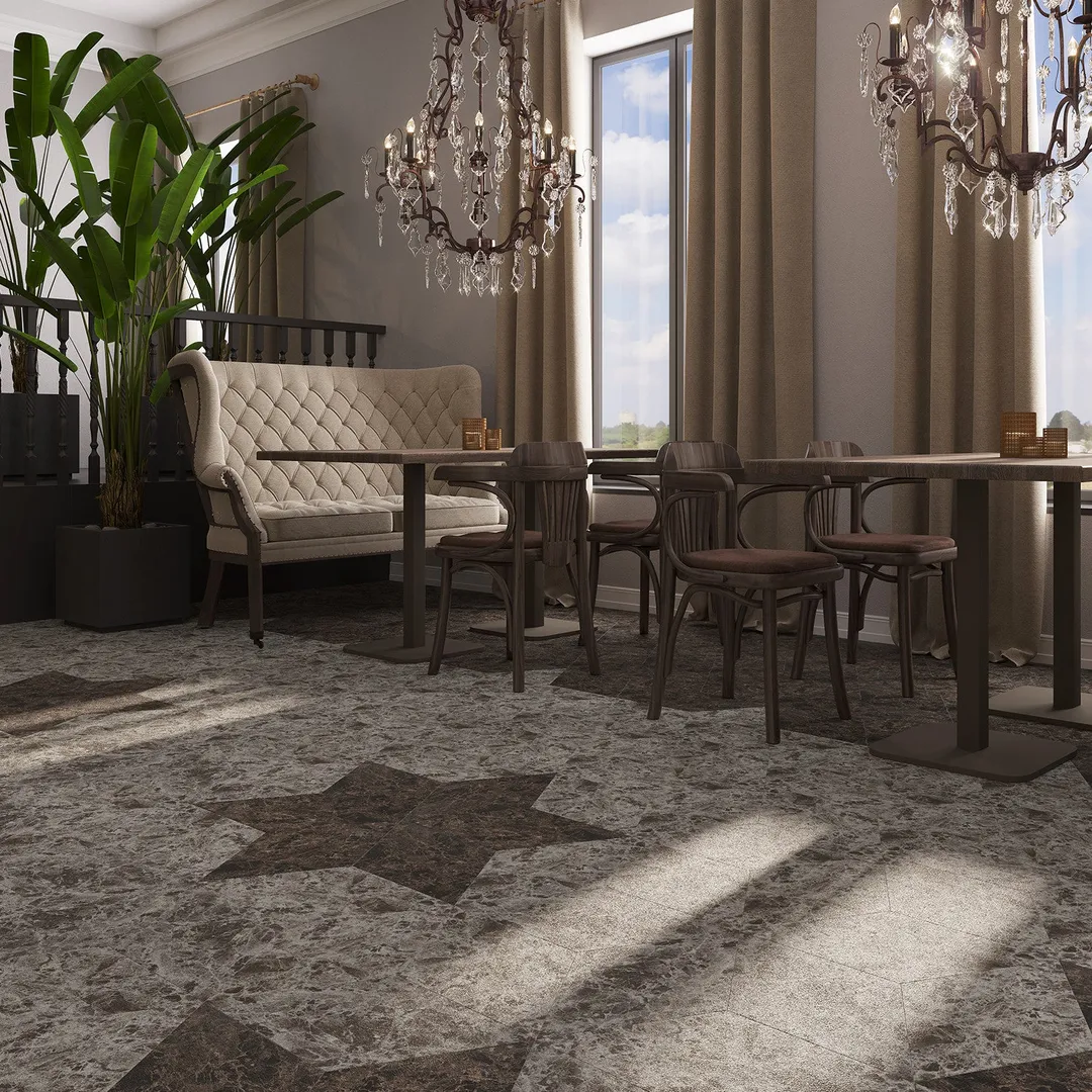 Lucida USA Smoke Stone Brown Stone Look 28-mil x 10-in W x 16-in L Waterproof Glue Down Luxury Vinyl Tile Flooring (15.15-sq ft/ Carton), photo 6 of 13