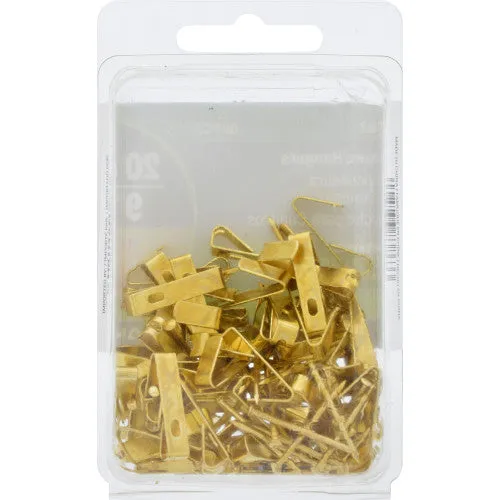 Hillman Brass-Plated Gold Conventional Picture Hangers, 20 lb Capacity, 50 Piece Pack, photo 4 of 5