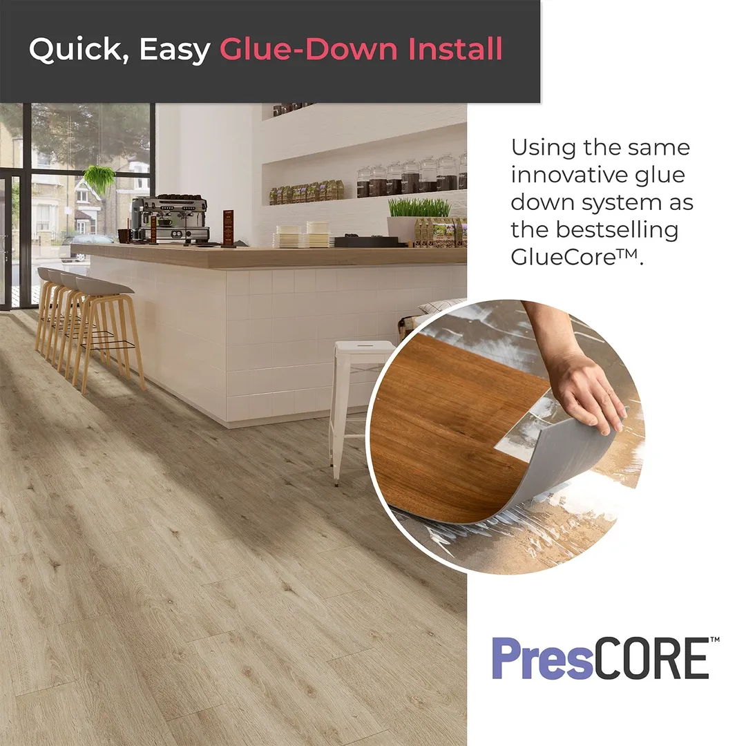 Lucida USA PresCore Weathered Gray 12-mil x 6-in W x 36-in L Waterproof Glue Down Luxury Vinyl Plank Flooring (54-sq ft/ Carton), photo 10 of 11