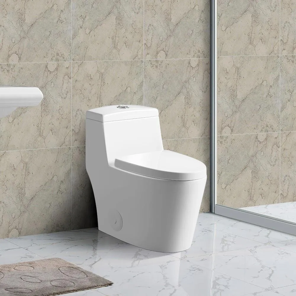 Skirted Modern Design 1-piece 1 Gallon Dual Flush High Efficiency Elongated One-Piece Toilet - Seat Included, photo 2 of 8
