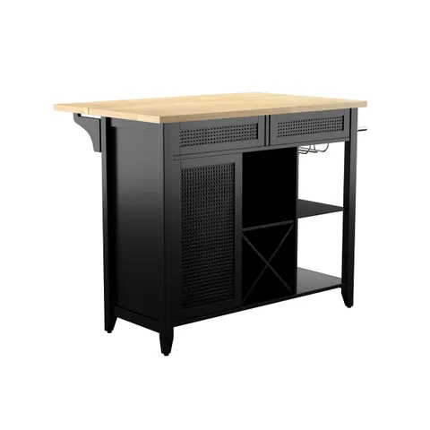 Black Composite Base with Composite Wood Top Kitchen Island