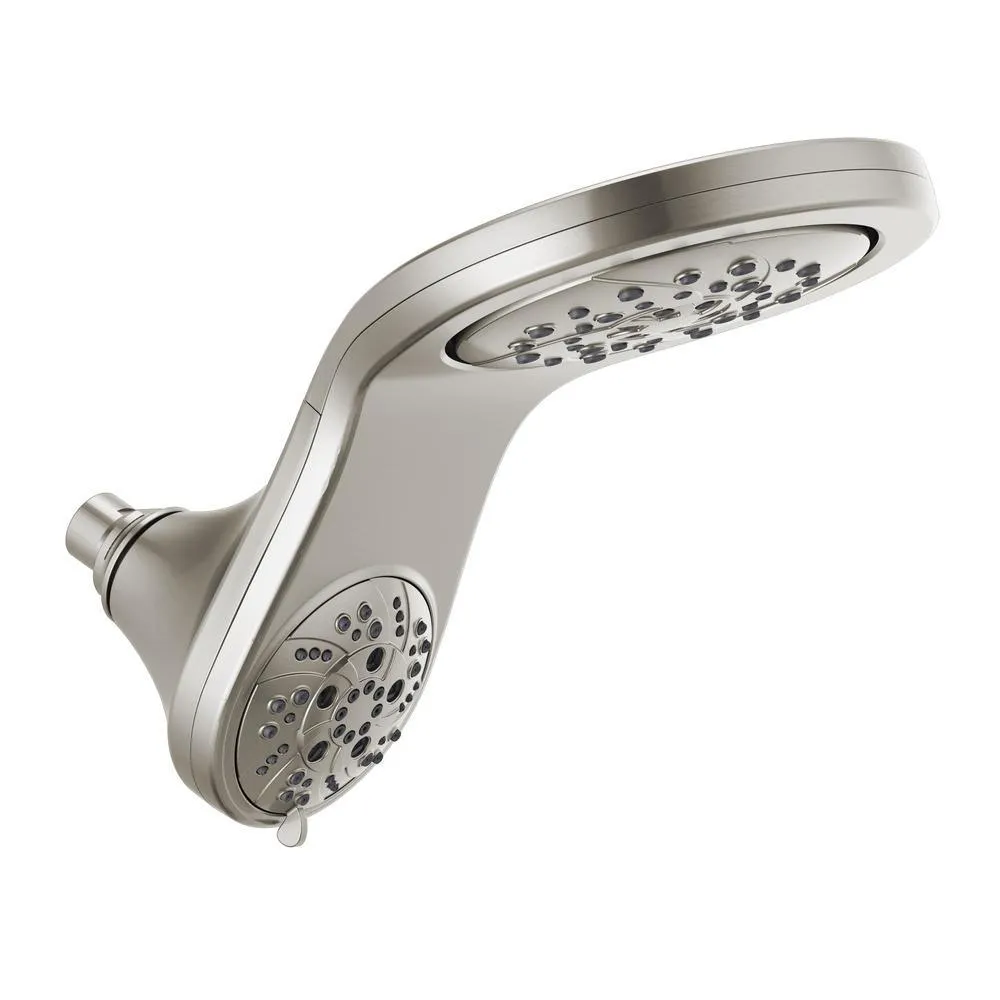 HydroRain Two-in-One 5-Spray 6 in. Double Wall Mount Fixed H2Okinetic Shower Head in Matte Black, photo 2 of 6