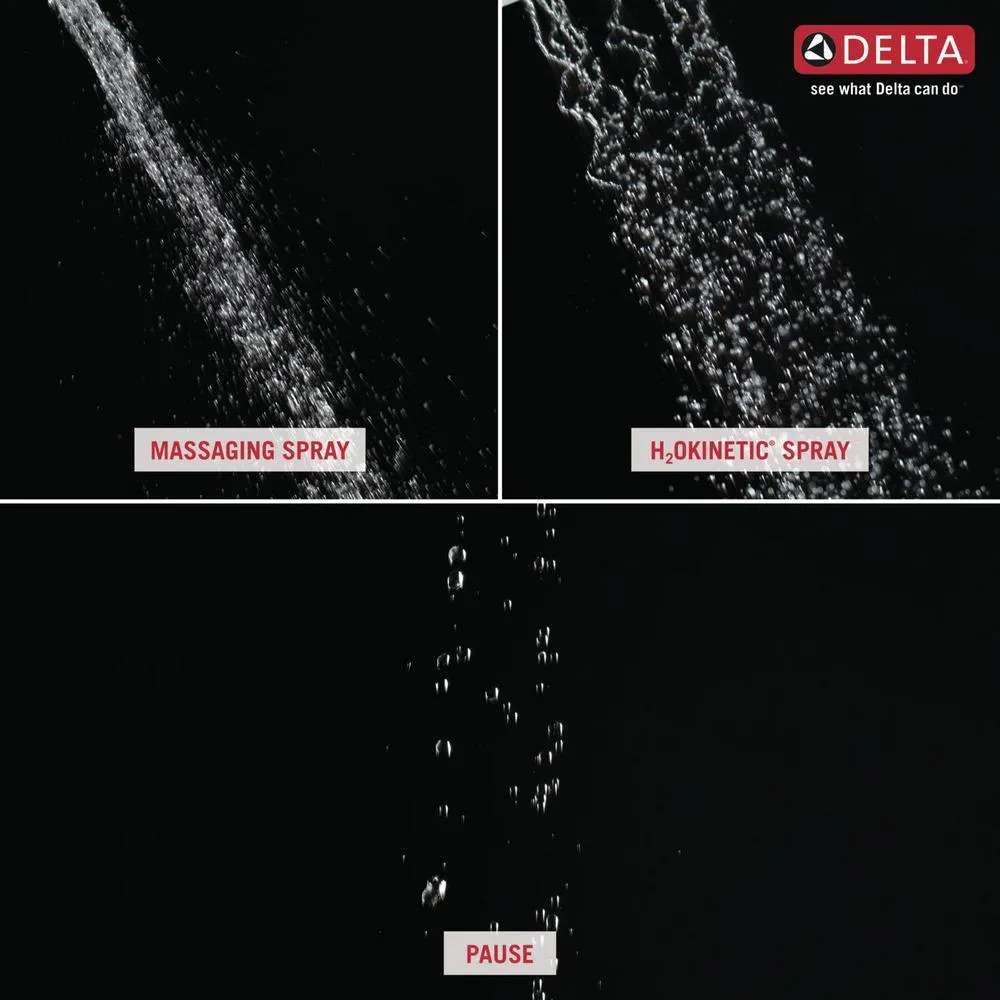 Pivotal 3-Spray 1.8 in. Single Wall Mount Handheld H2Okinetic Shower Head in Matte Black, photo 8 of 15