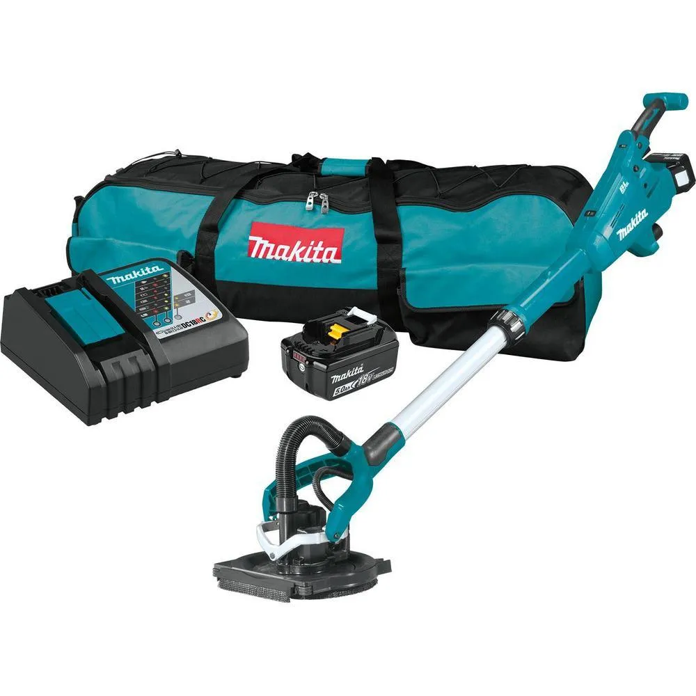 Makita 5.0 Ah 18-Volt LXT Lithium-Ion Brushless Cordless 9 in. Drywall Sander Kit, AWS Capable with bonus 18V LXT Cut-Out Saw, photo 2 of 14