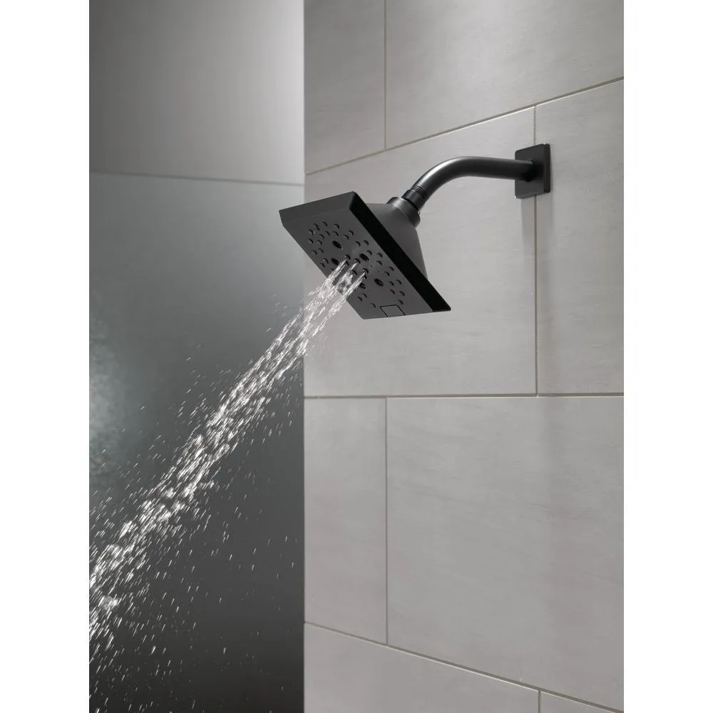 Pivotal 5-Spray 5.8 in. Single Wall Mount Fixed Rain H2Okinetic Shower Head in Matte Black, photo 9 of 18