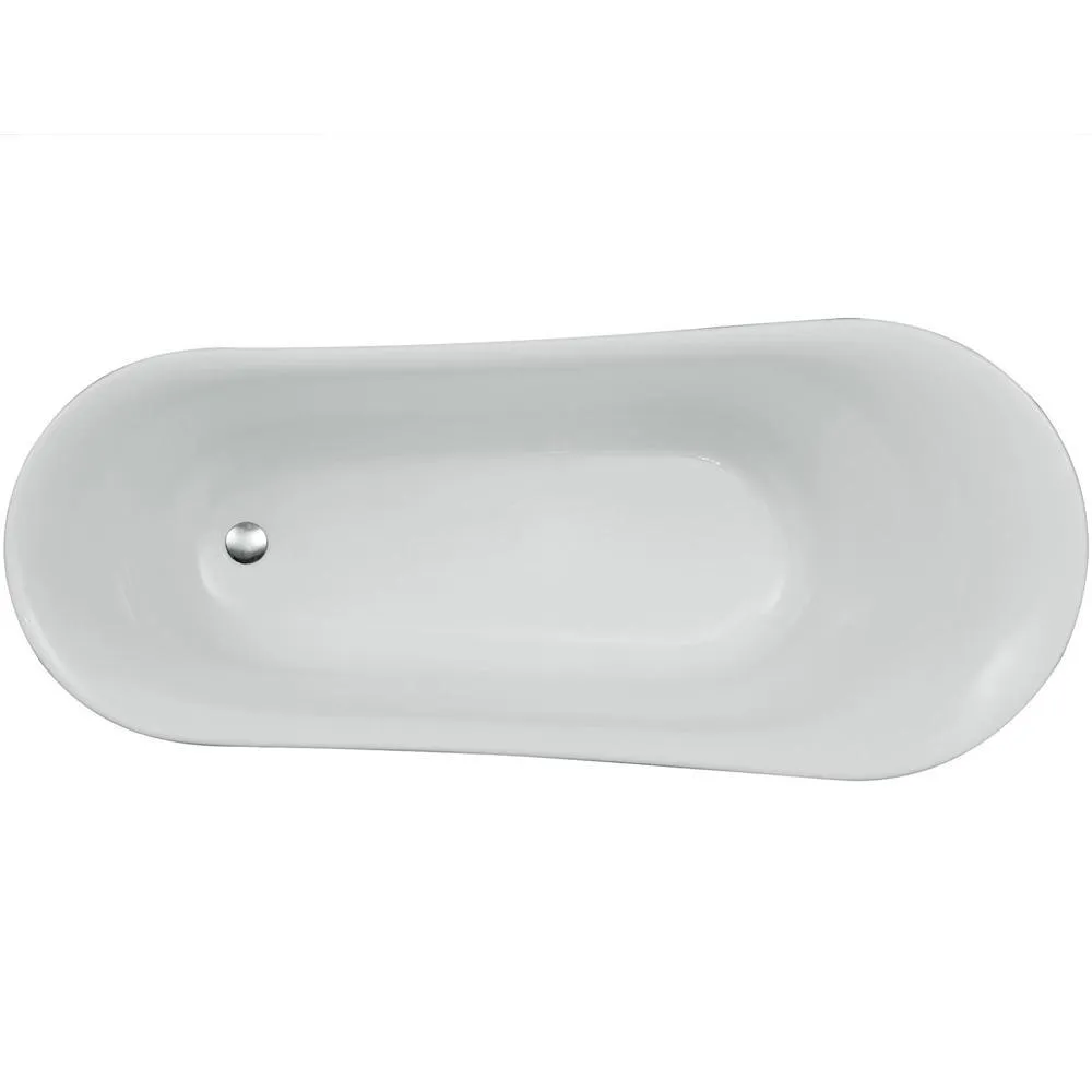63 in. Acrylic Right Drain Oval Claw Foot Freestanding Bathtub in White, photo 3 of 5