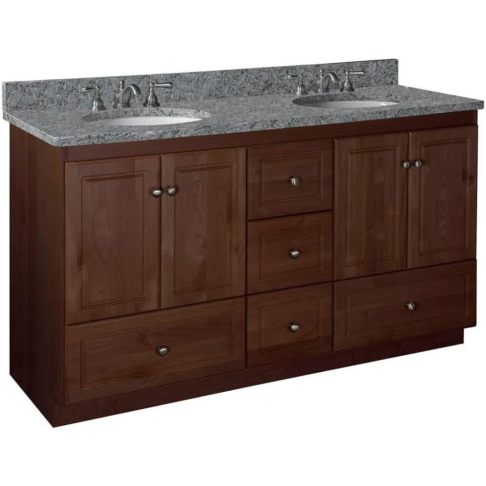 Ultraline 60 in. W x 21 in. D x 34.5 in. H Vanity for Double Basins Cabinet Only in Natural Alder, photo 6 of 8