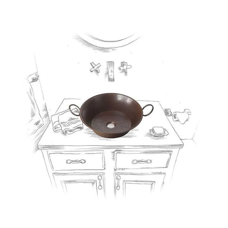 SINKOLOGY Copernicus All-In-One 21 in. Copper Bathroom Vessel Sink with Pfister Ashfield Bronze Faucet and Drain, photo 3 of 7