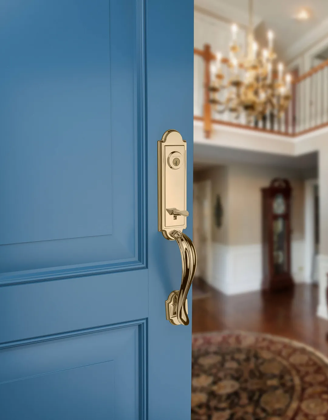 Kwikset Prestige Avendale Single-Cylinder Handleset with Arch Rose Tobin Lever, Lifetime Polished Brass, SmartKey Security, photo 8 of 8