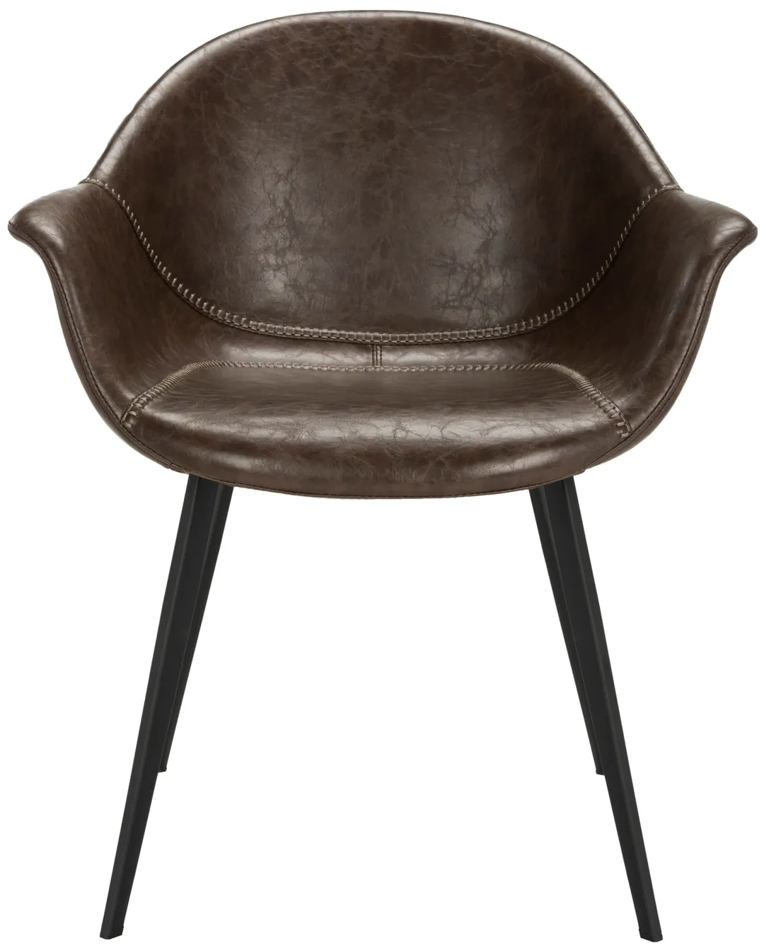 Safavieh Dublin Contemporary Faux Leather Upholstered Arm Chair, Set of 2, Dark Brown/Black (Wood Frame), photo 3 of 8