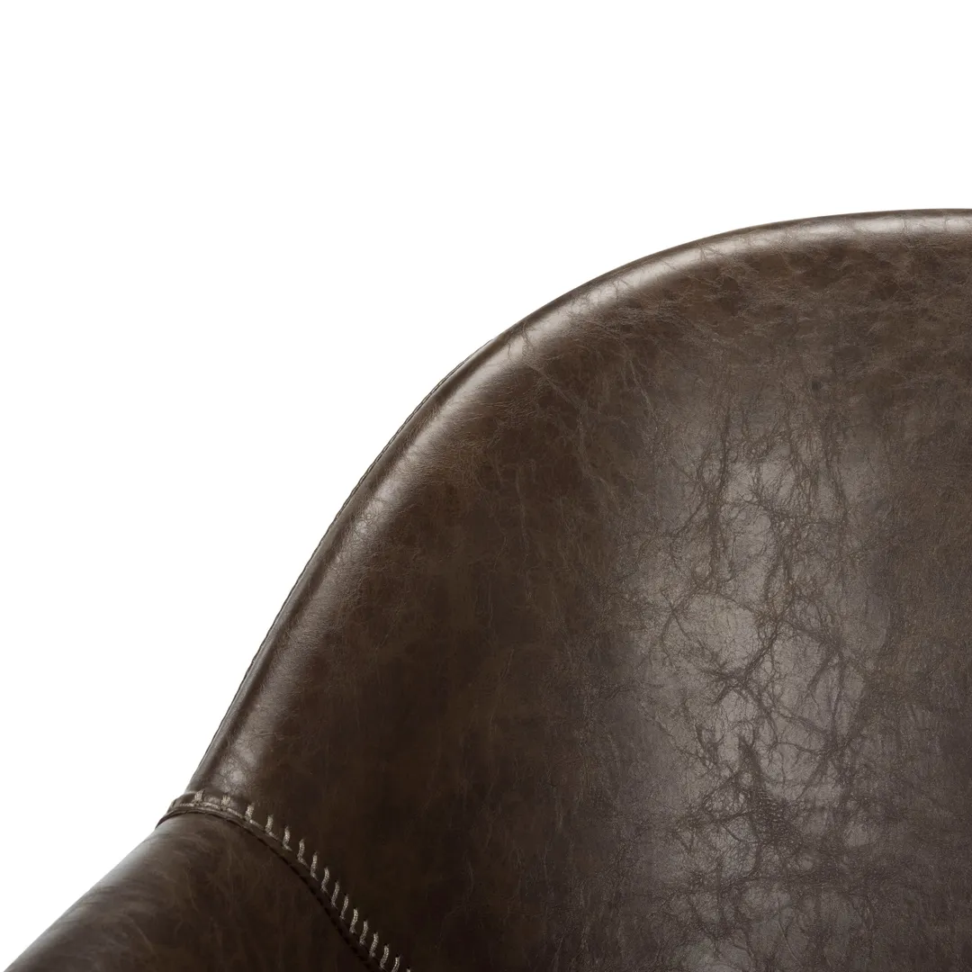 Safavieh Dublin Contemporary Faux Leather Upholstered Arm Chair, Set of 2, Dark Brown/Black (Wood Frame), photo 7 of 8