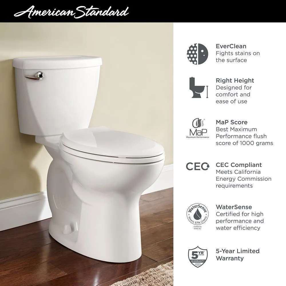 Cadet 3 FloWise Tall Height 2-Piece 1.28 GPF Single Flush Elongated Toilet in White with Slow Close Seat (4-Pack), photo 2 of 9