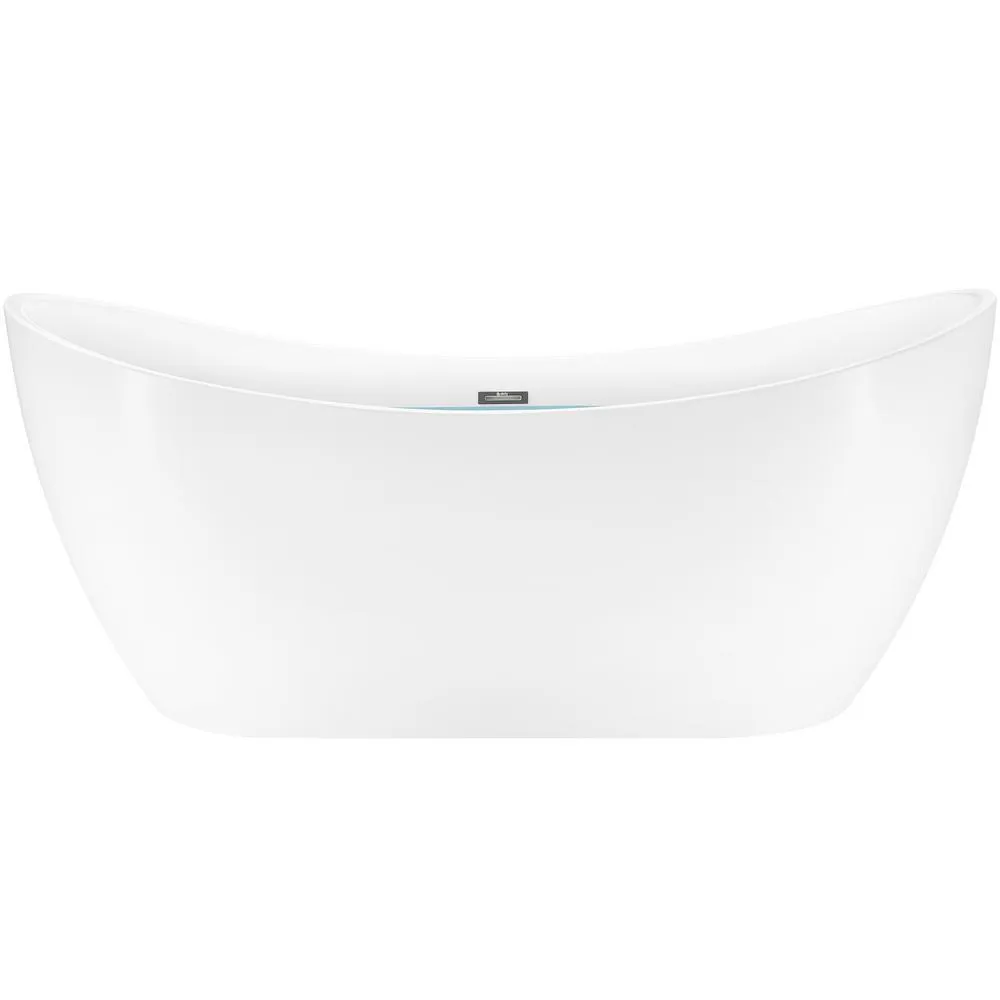 59 in. Acrylic Center Drain Oval Double Slipper Flatbottom Freestanding Bathtub in Glossy White, photo 3 of 10