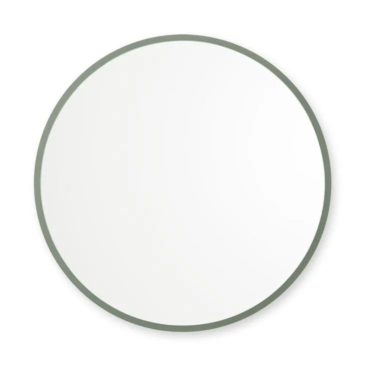 Better Bevel 30 in. x 30 in. Rubber Framed Round Bathroom Vanity Mirror in Matte Gold, photo 10 of 11