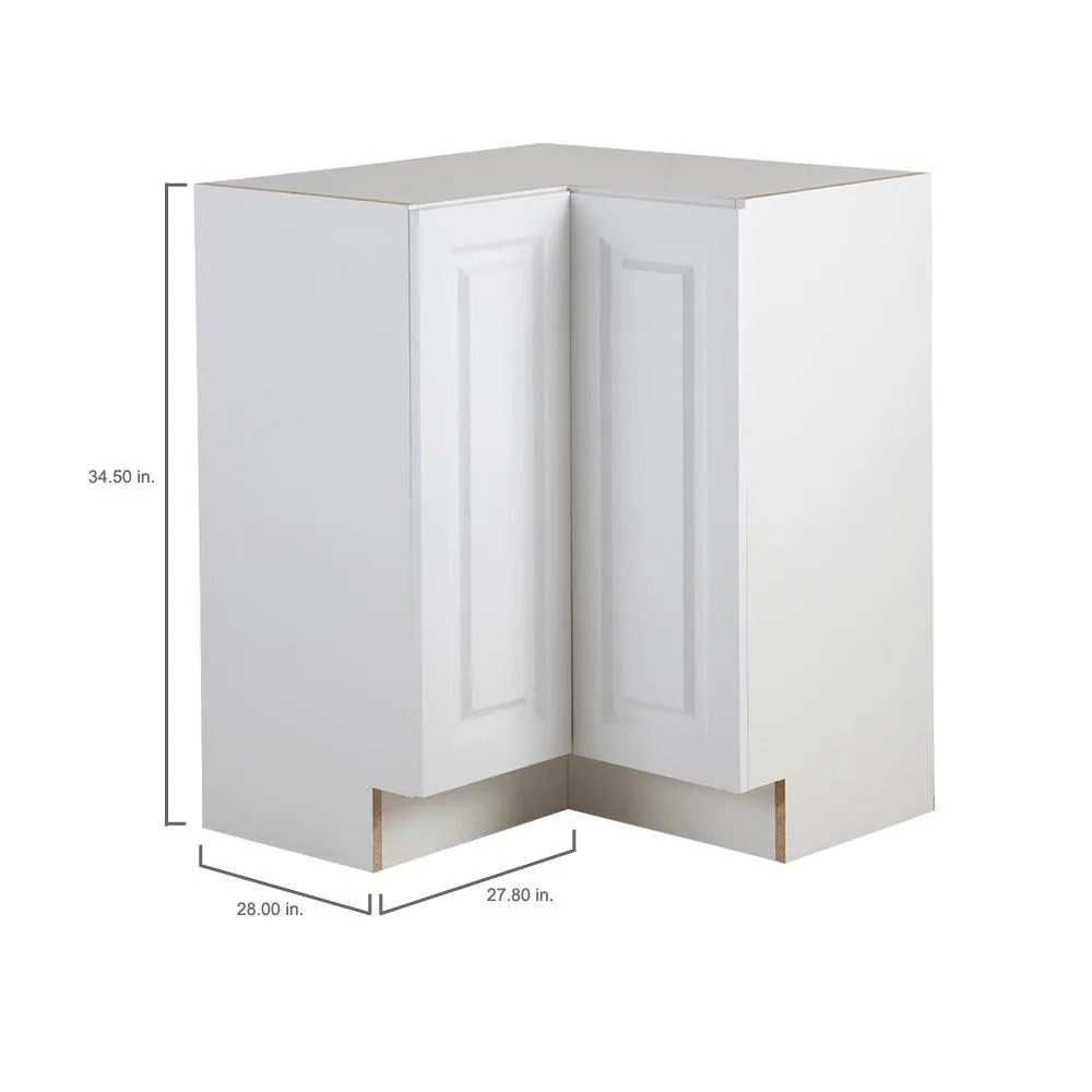 Benton Assembled 27.6 in. x 27.6 in. x 34.5 in. Lazy Susan Corner Base Cabinet in White, photo 9 of 11