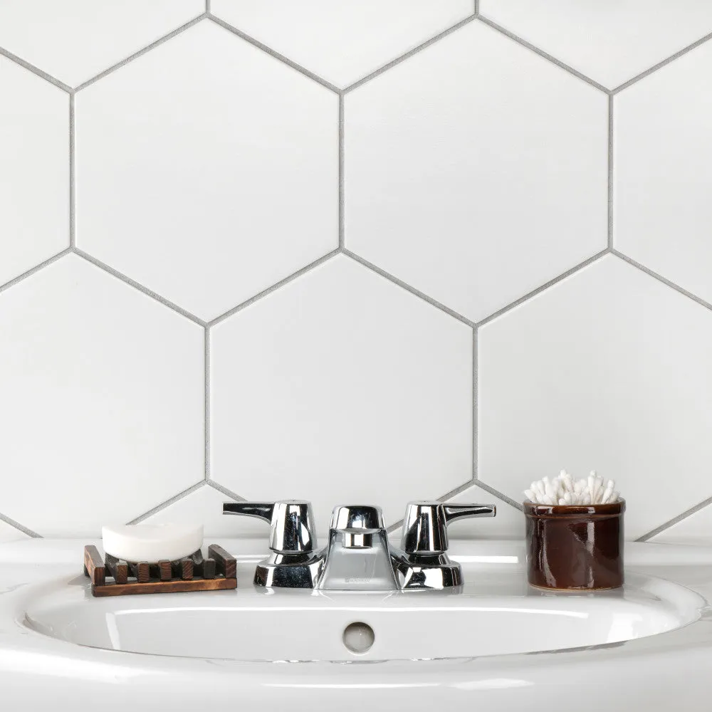 Merola Tile Textile Hex White 8-5/8 in. x 9-7/8 in. Porcelain Floor and Wall Tile (11.56 sq. ft. / case), photo 5 of 8