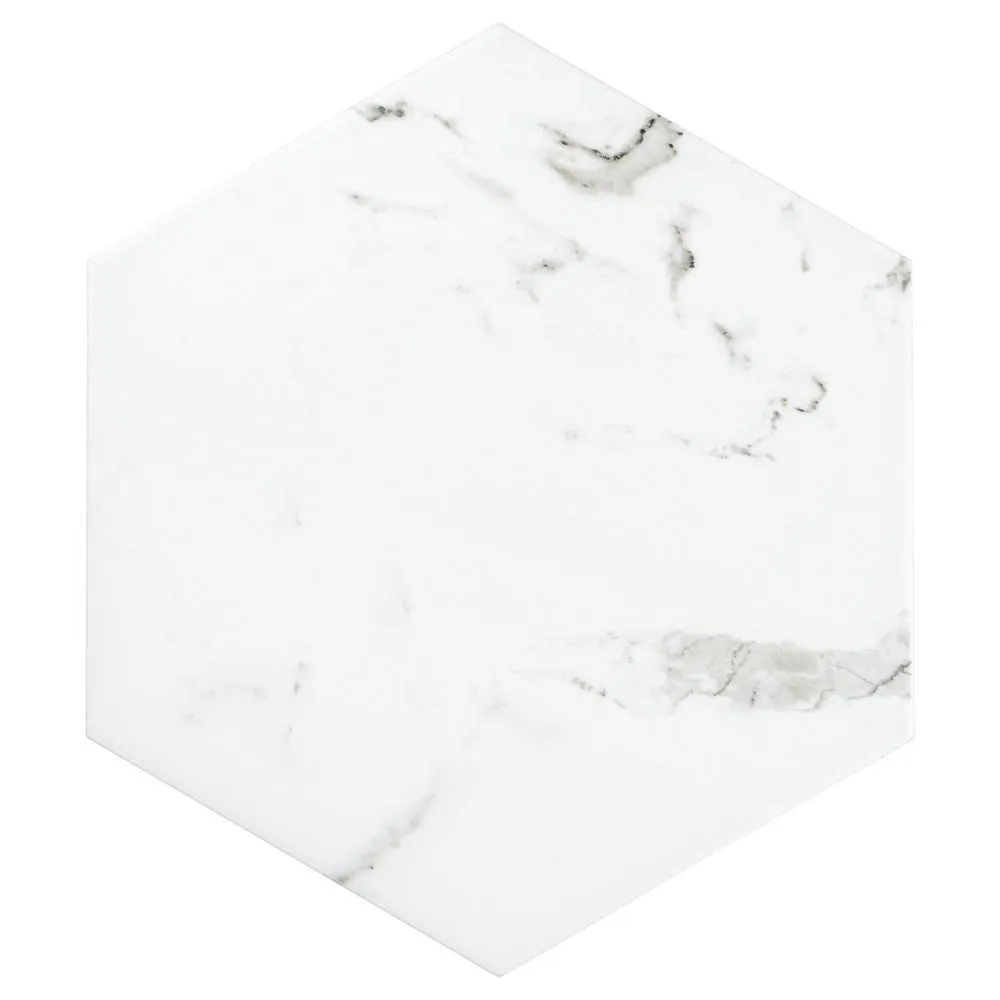 Merola Tile Timeless Calacatta Hex 8-5/8 in. x 9-7/8 in. Porcelain Floor and Wall Tile (11.56 sq. ft. / Case), photo 7 of 20