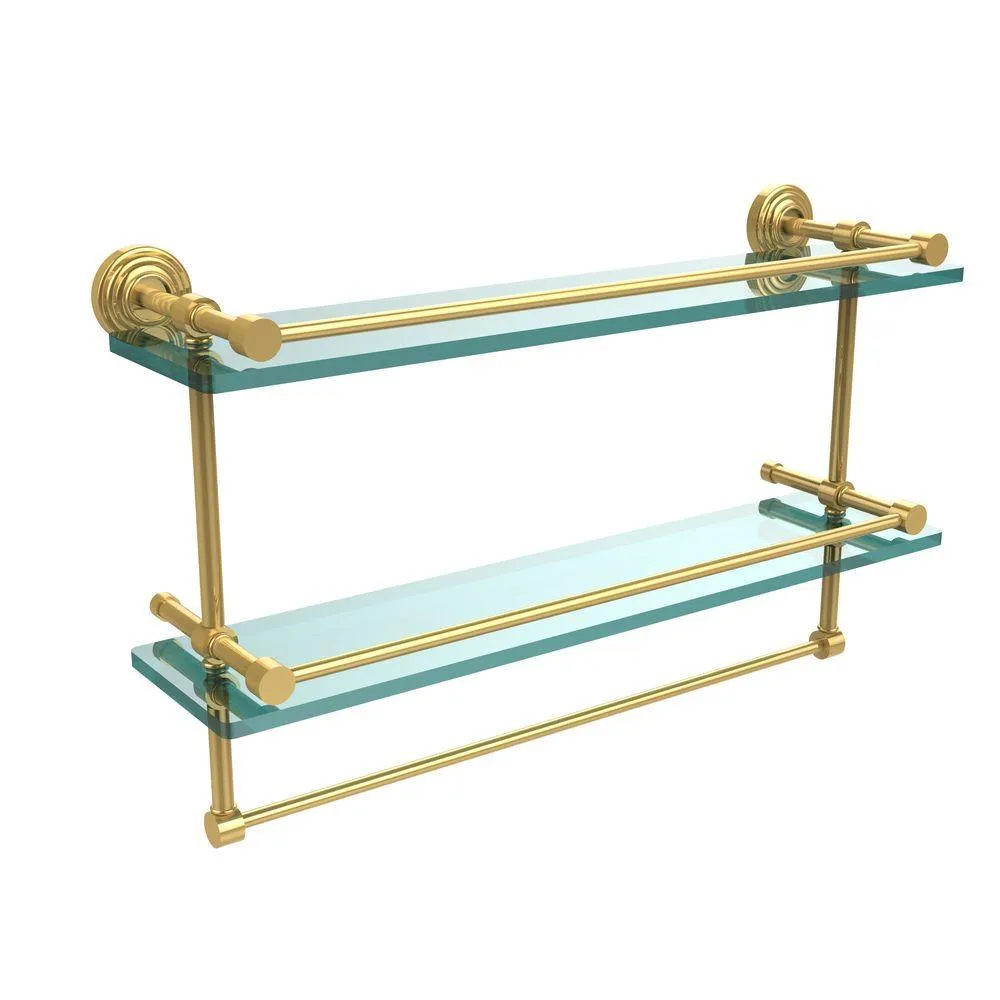 Allied Brass 22 in. L x 12 in. H x 5 in. W 2-Tier Gallery Clear Glass Bathroom Shelf with Towel Bar in Oil Rubbed Bronze, photo 8 of 14