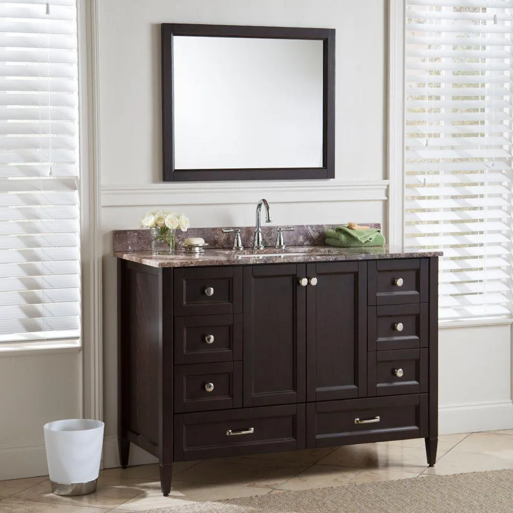 Claxby 48 in. W x 34 in H x 22 in. D Bath Vanity Cabinet Only in Chocolate, photo 2 of 33