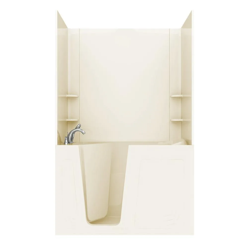 Universal Tubs Rampart 5 ft. Walk-in Whirlpool and Air Bathtub with Flat Easy Up Adhesive Wall Surround, Right Drain, White, photo 19 of 29