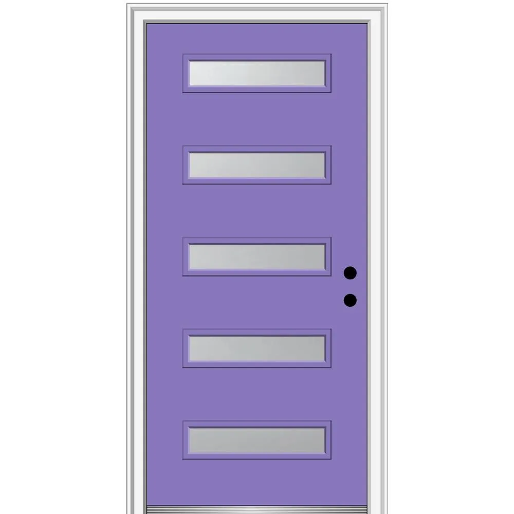 MMI Door 36 in. x 80 in. Davina Right-Hand Inswing 5-Lite Frosted Glass Painted Steel Prehung Front Door on 4-9/16 in. Frame, photo 42 of 42