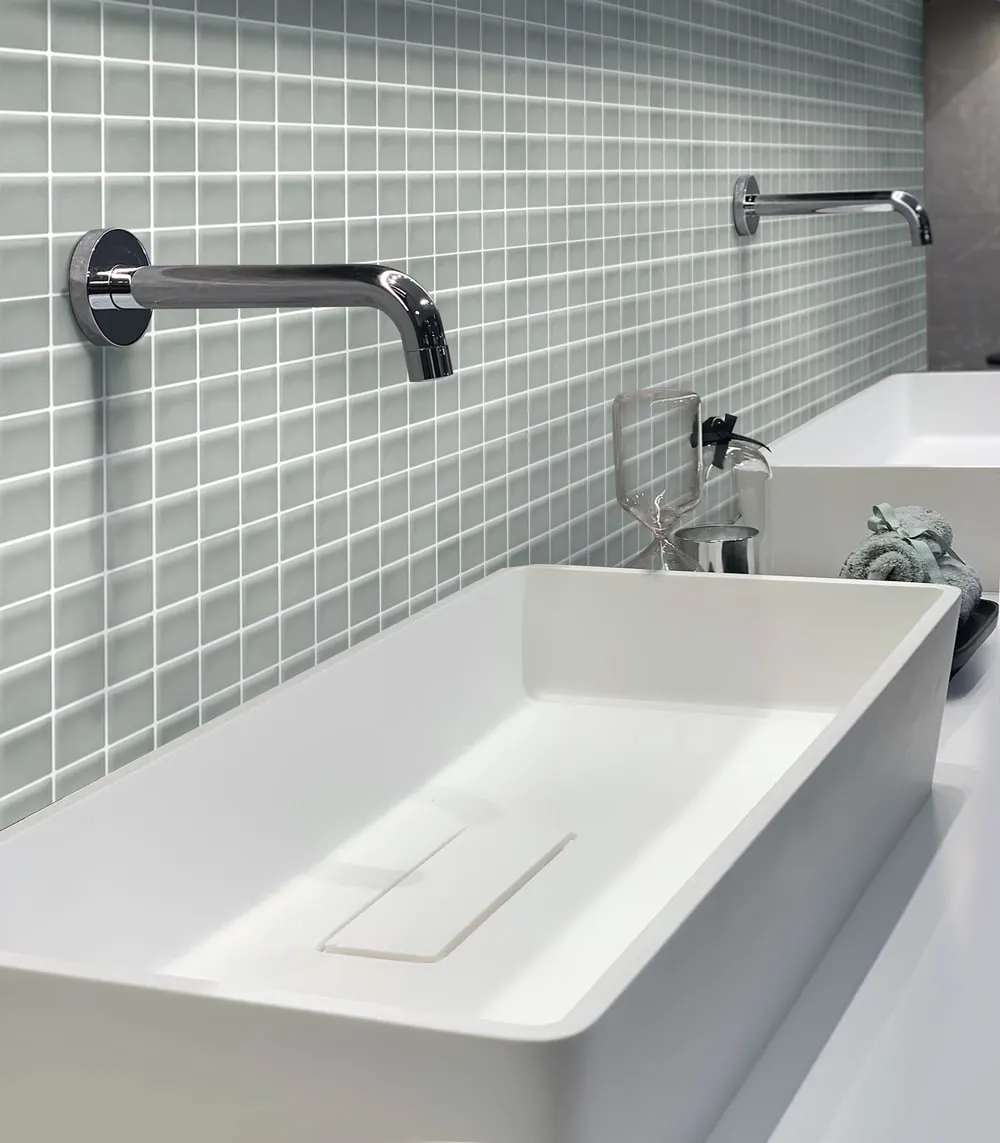 Apollo Tile (Sample) Floor and Wall Tile Mink Gray 4-in x 4-in Matte Glass Uniform Squares Mosaic Floor and Wall Tile, photo 2 of 6