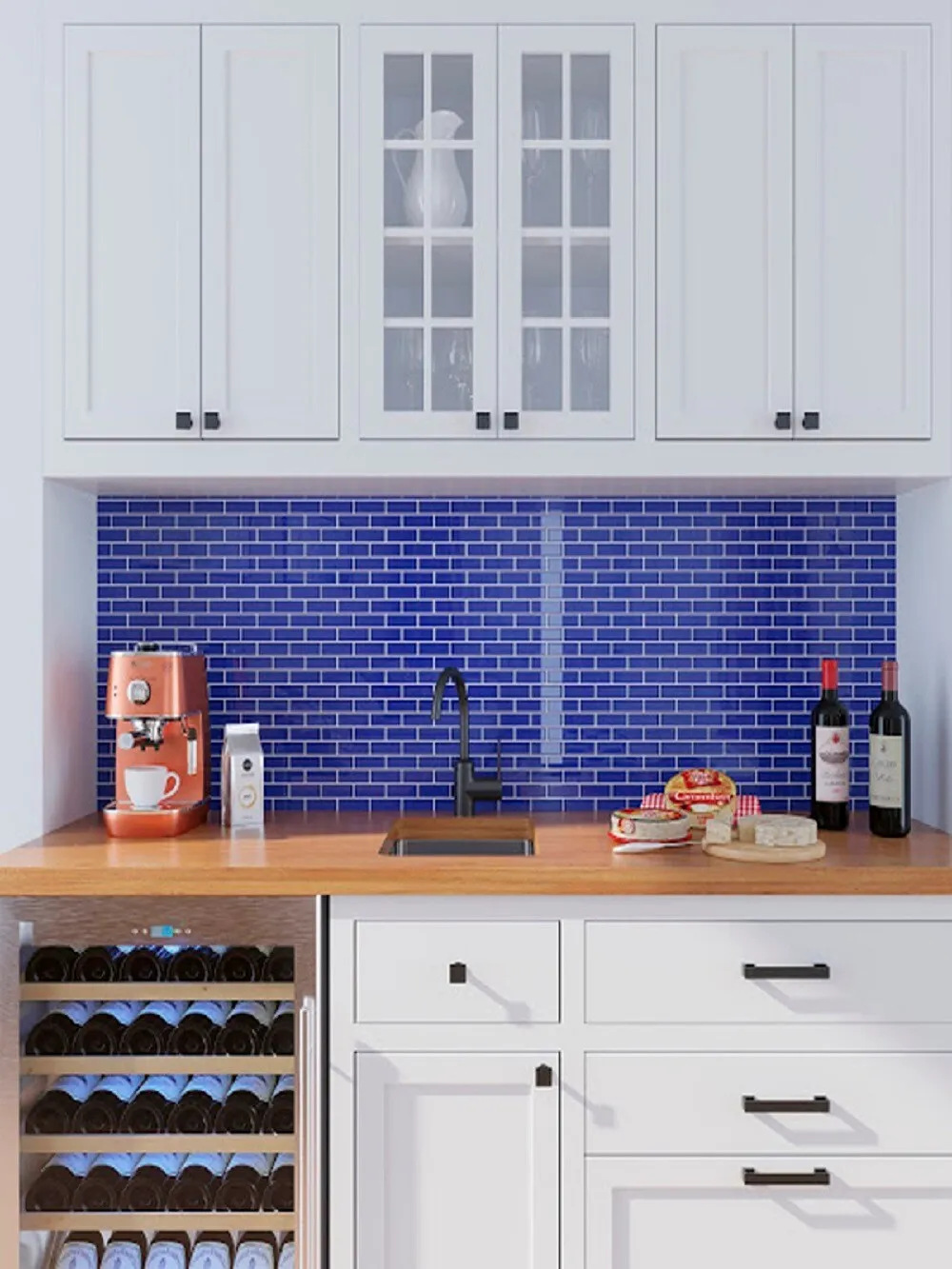 Apollo Tile (Sample) Colorway Royal Blue 4-in x 4-in Glossy Glass Brick Subway Floor and Wall Tile, photo 3 of 9