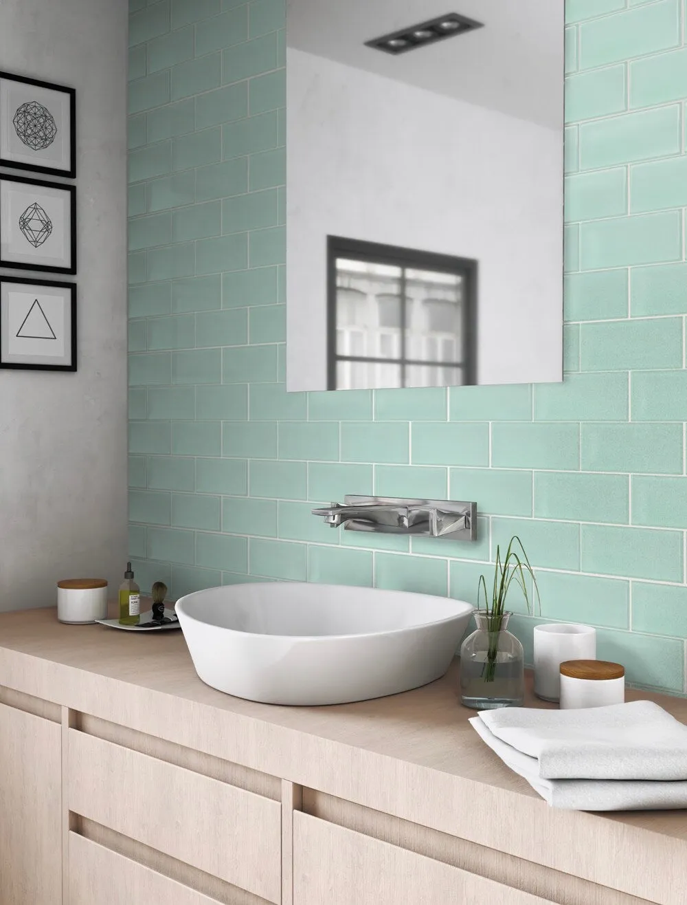 Apollo Tile (Sample) Wall Tile Cadet Blue 3-in x 6-in Matte Glass Brick Subway Wall Tile, photo 2 of 8