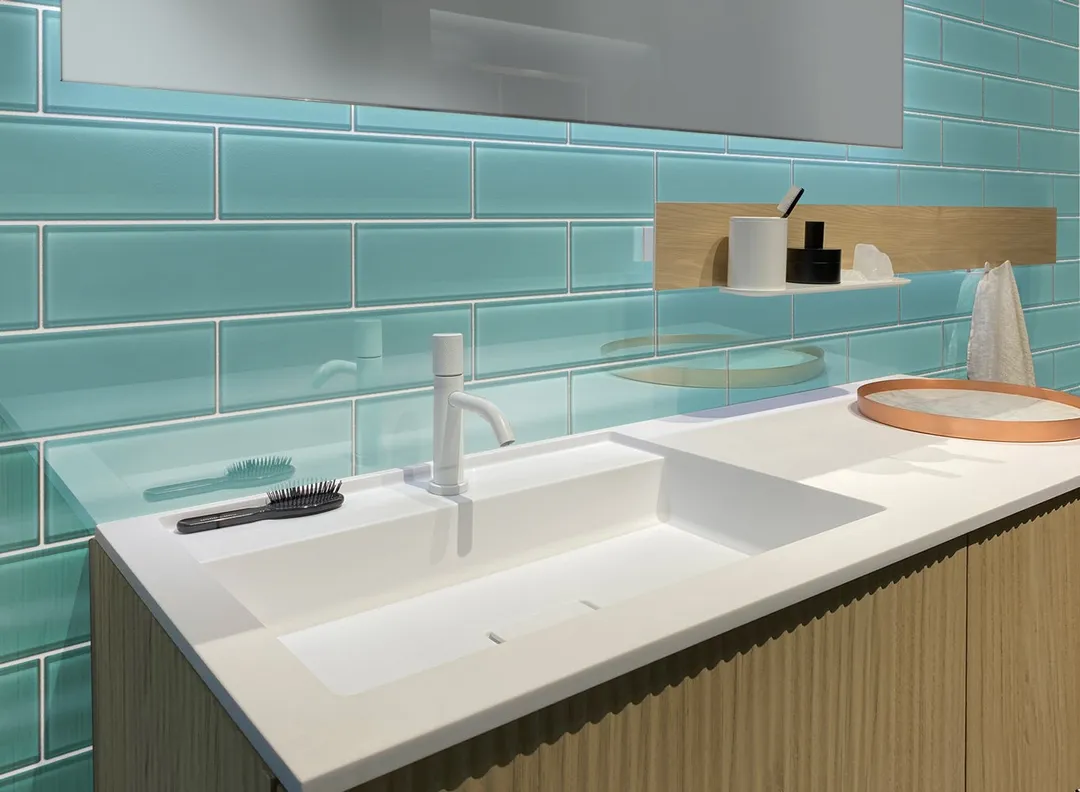 Apollo Tile (Sample) Wall Tile Turkish Blue 4-in x 4-in Glossy Glass Brick Subway Wall Tile, photo 3 of 10