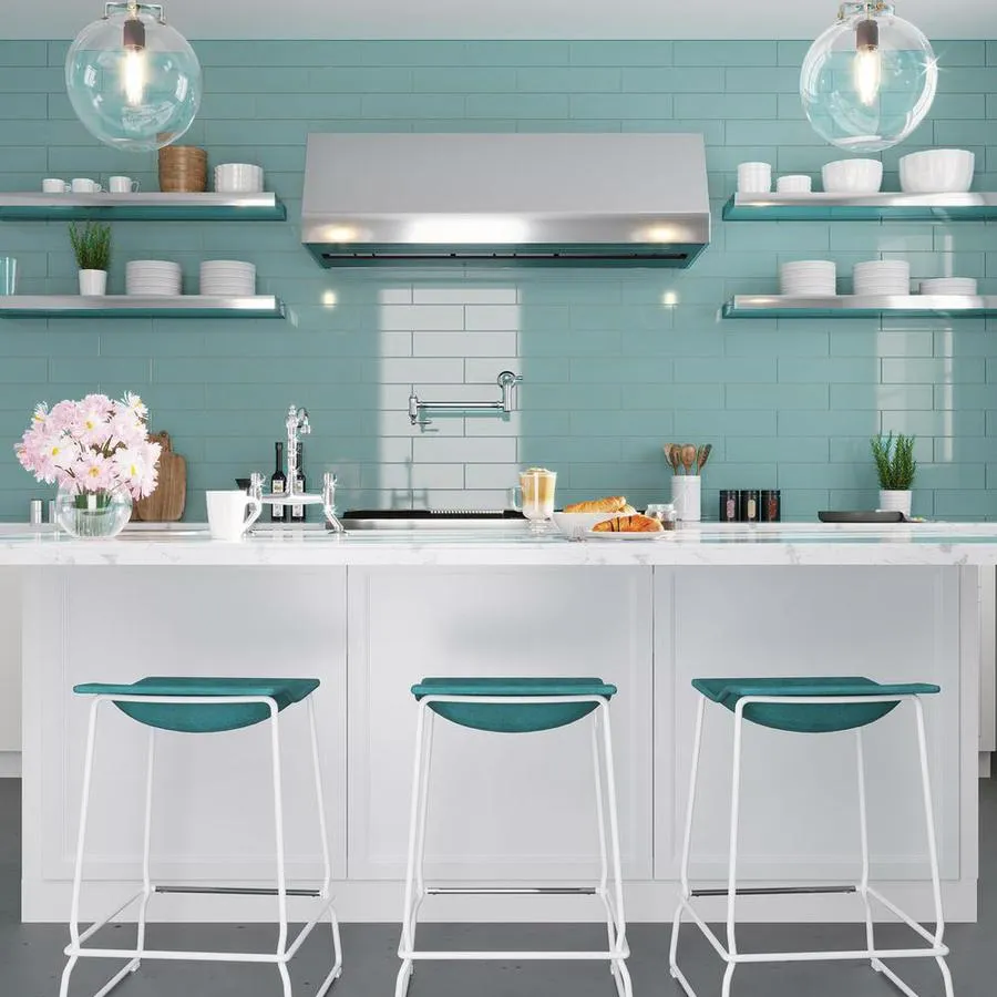 Apollo Tile (Sample) Wall Tile Turkish Blue 4-in x 4-in Glossy Glass Brick Subway Wall Tile, photo 2 of 10