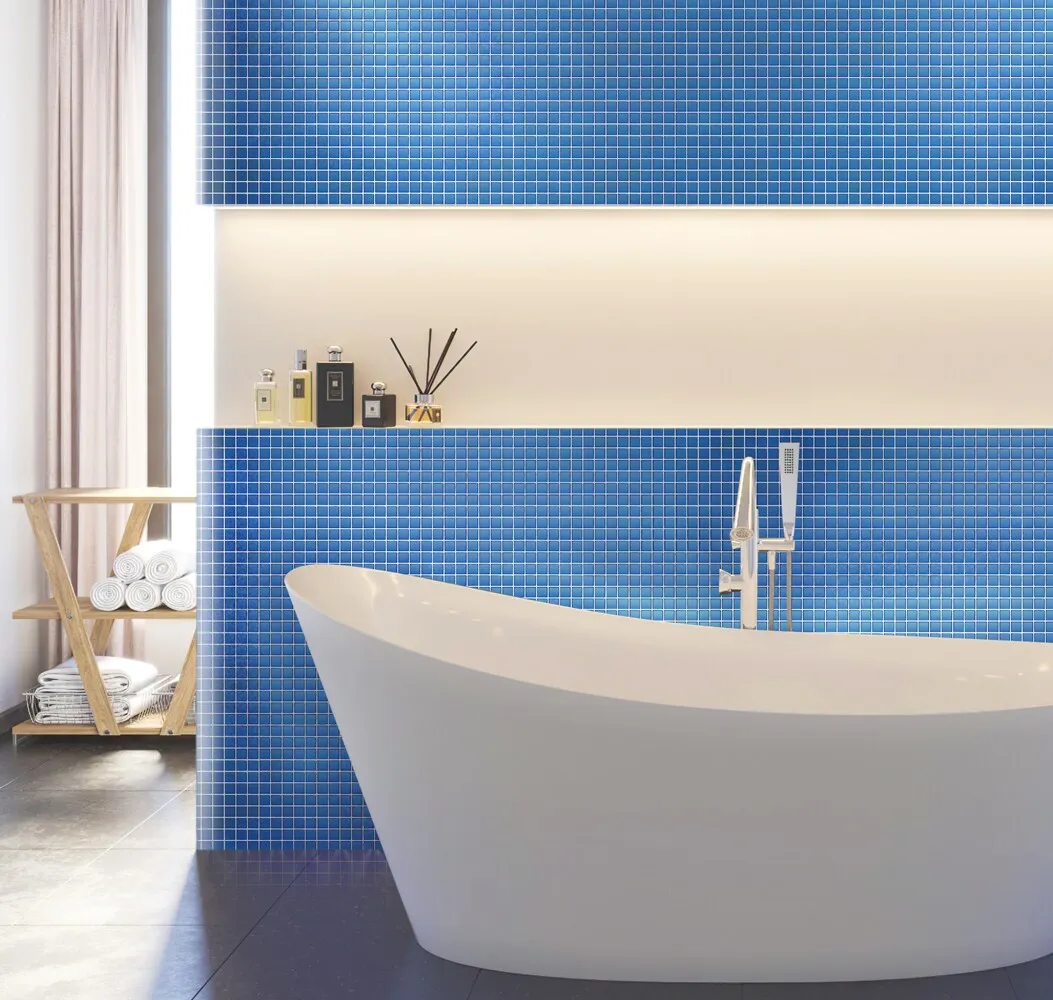 Apollo Tile (Sample) Floor and Wall Tile Blue 4-in x 4-in Matte Glass Uniform Squares Floor and Wall Tile, photo 2 of 5