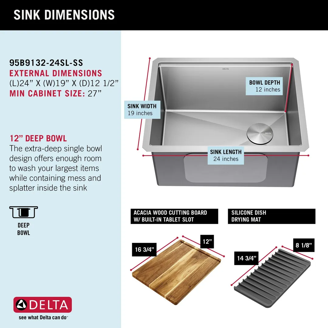 Delta Stainless Steel Undermount Laundry Sink with Drain, photo 7 of 19