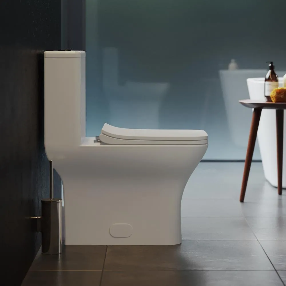 Swiss Madison Carre 1-Piece 0.8/1.28 GPF Dual Flush Square Toilet in White, Seat Included, photo 4 of 13