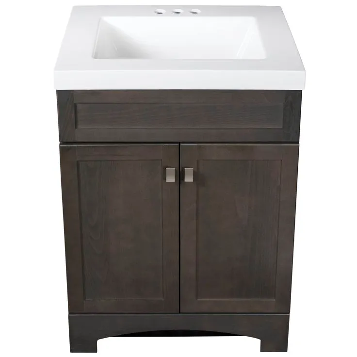 Style Selections Drayden 24-in Heirloom Single Sink Bathroom Vanity with White Cultured Marble Top, photo 7 of 8
