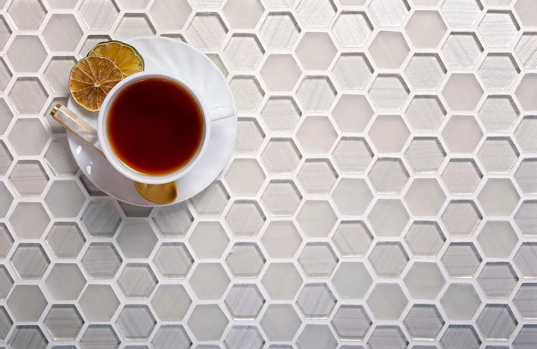 Apollo Tile (Sample) Glacier Pearl White 4-in x 4-in Polished Glass Honeycomb Mosaic Floor and Wall Tile, photo 2 of 7