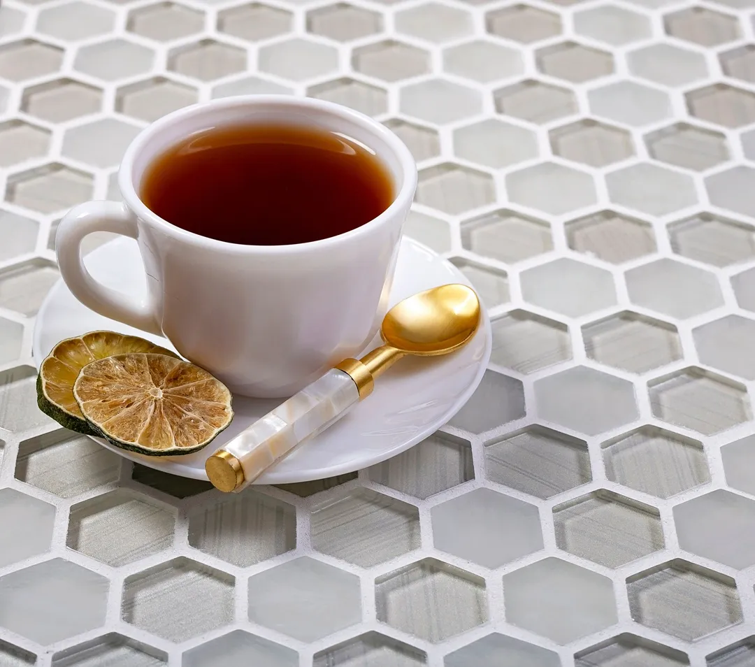 Apollo Tile (Sample) Glacier Pearl White 4-in x 4-in Polished Glass Honeycomb Mosaic Floor and Wall Tile, photo 7 of 7