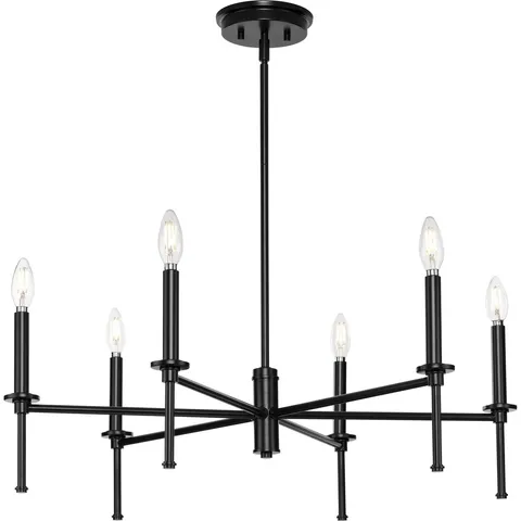 6-Light Matte Black Transitional Chandelier